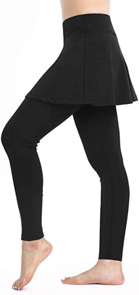 Skirted Legging for Women Tennis Yoga Active Pleated Skort Athletic Ruffle Golf Lightweight Stretch High Waisted Pant