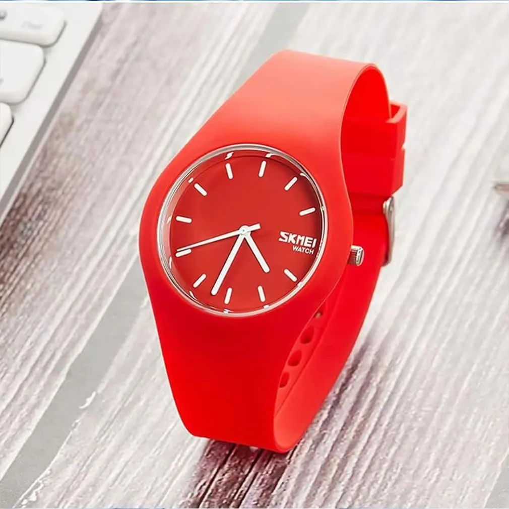 SKMEI Watches for Young Women Lady Sports Silicone Band Waterproof Fashion Casual Simple Quartz Analog Teens Girls Gift Black Wrist Watch