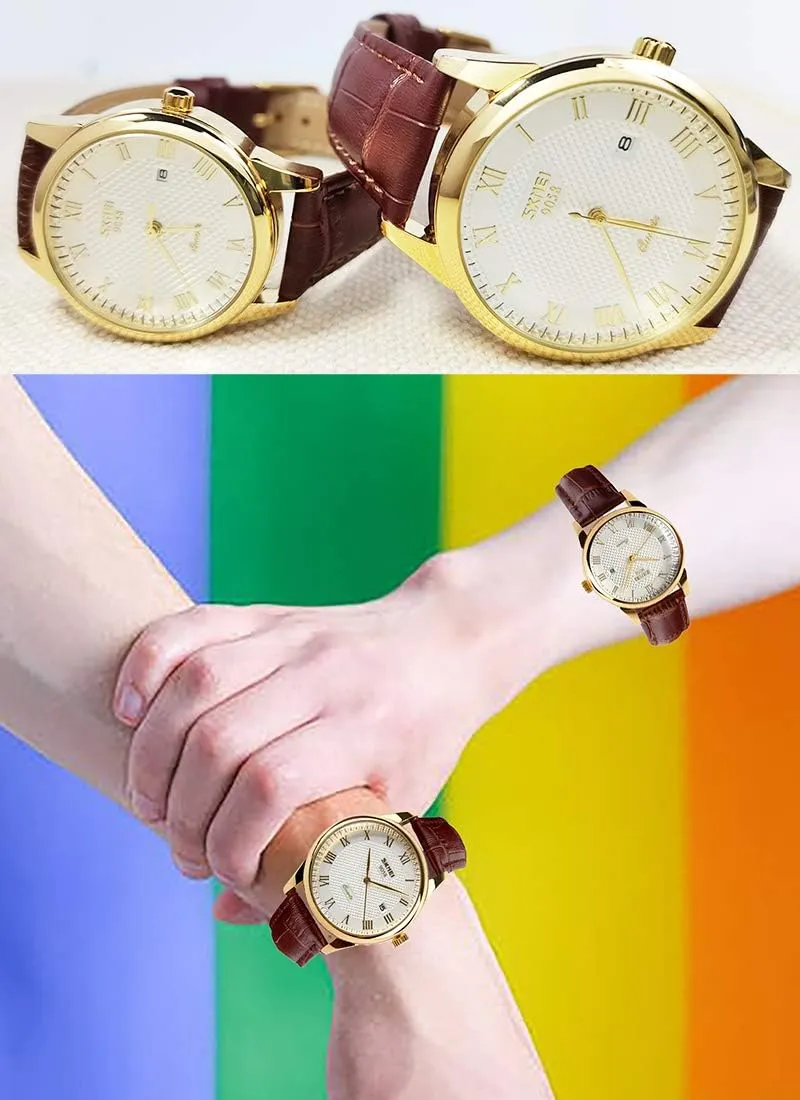 SKMEI Women's Watches for Ladies Female Black Leather Band Waterproof Fashion Casual Simple Dress Quartz Analog Day Date Calendar Business Light Wrist Watch Wife Girls Gifts