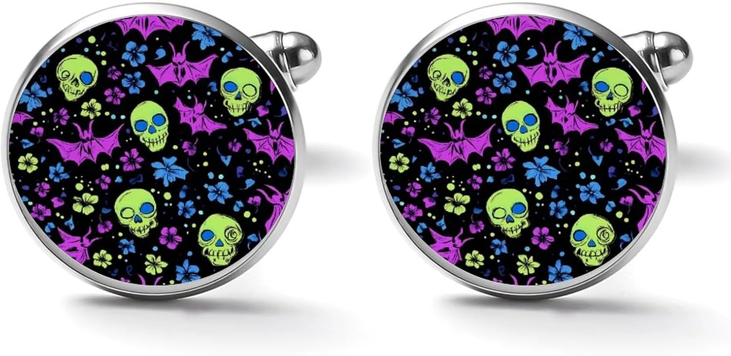Skulls Bats Flowers Cufflinks for Men Tuxedo Shirt Cuff Links Classic Alloy Shirts Accessories for Business Party Wedding