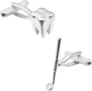 Sliver Tone Dentist Tooth Cufflinks For Men With Gift Box