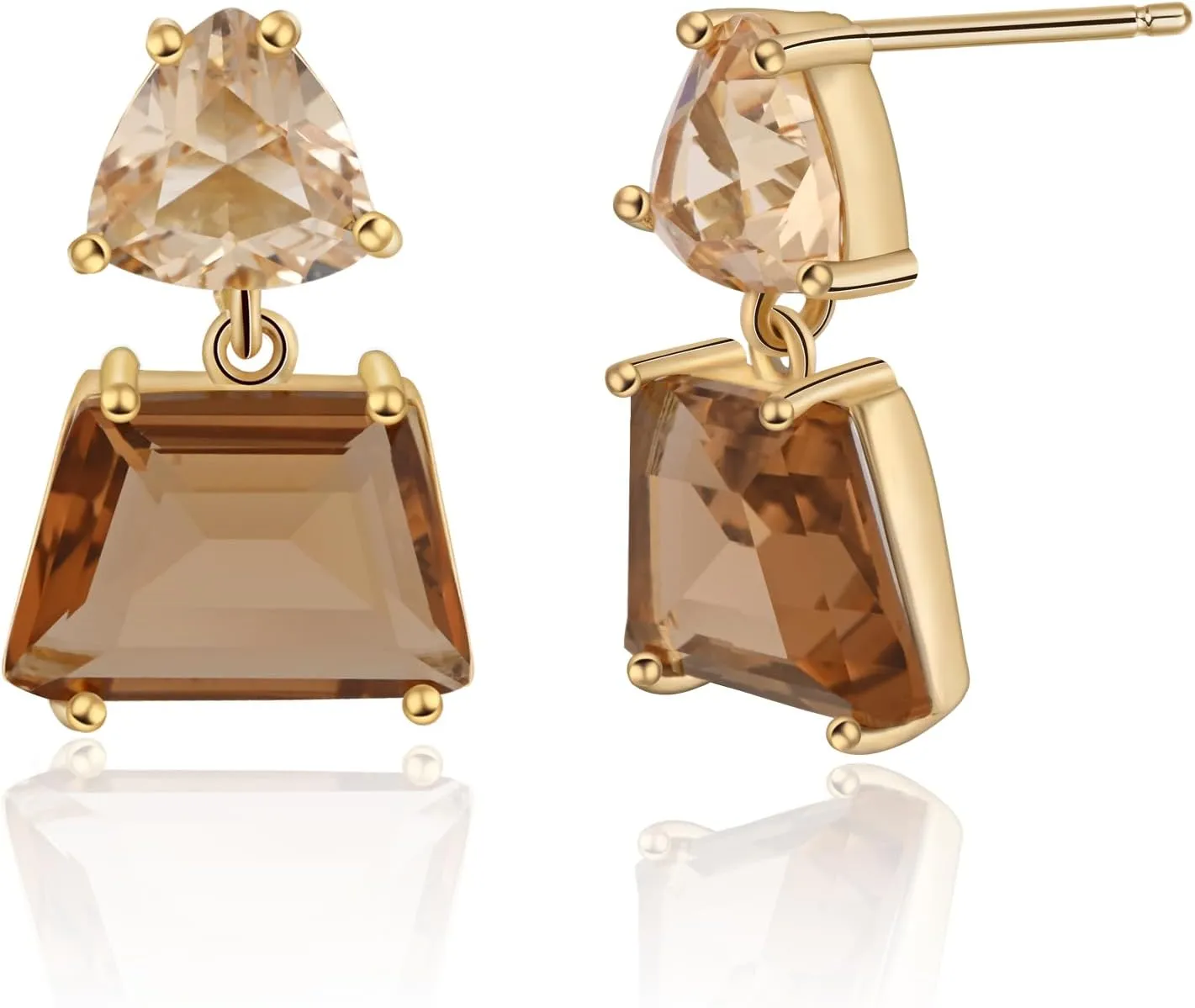 Small Hypoallergenic Brown Crystal Dangle Earrings for Women - Fashionable Amber Drops Ideal for Sensitive Ears