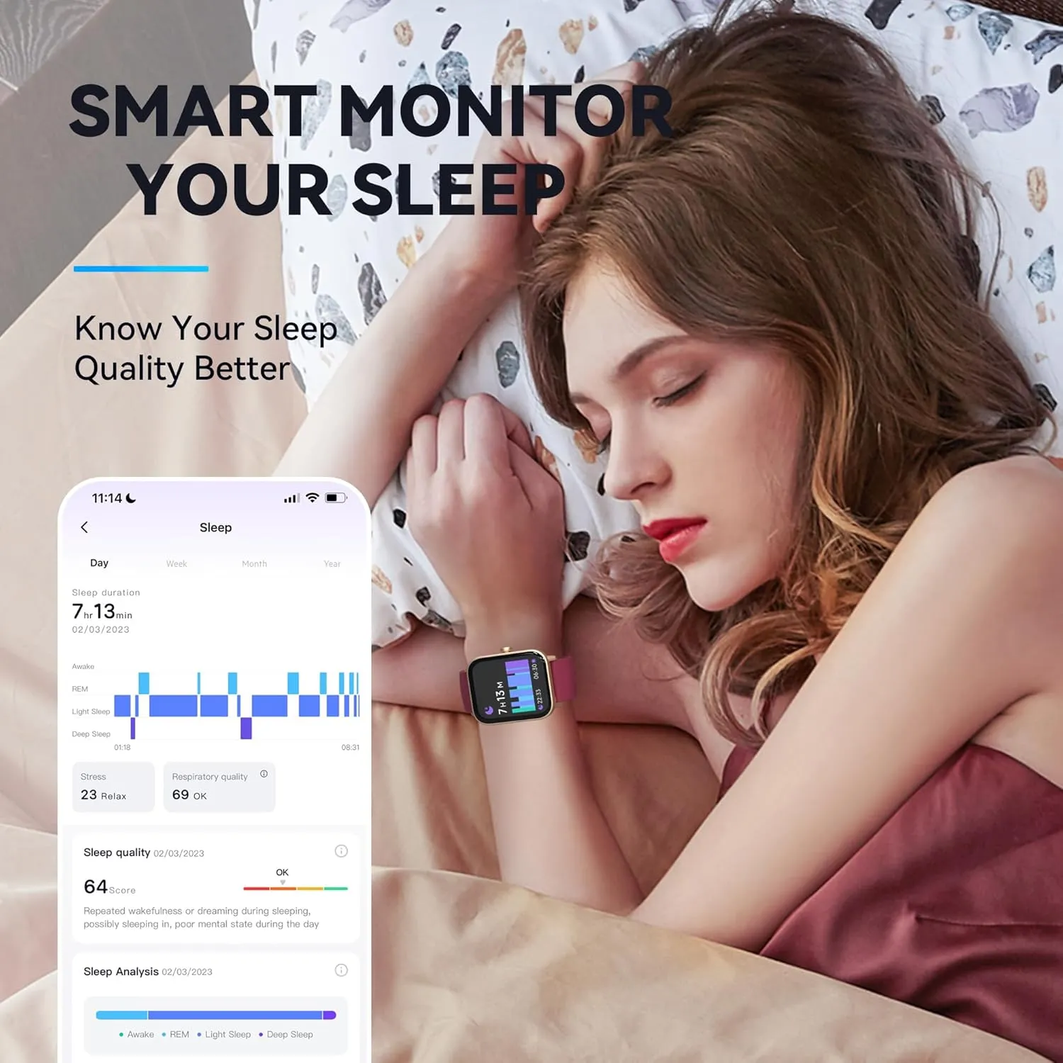 Smart Watch for Women,1.8"Fitness Watch(Answer/Make Call),Alexa Built-in, [24H Heart Rate Sleep Blood Oxygen Monitor],5ATM Waterproof,100 Sports Modes Step Calorie Women Watches for iOS&Android Phones