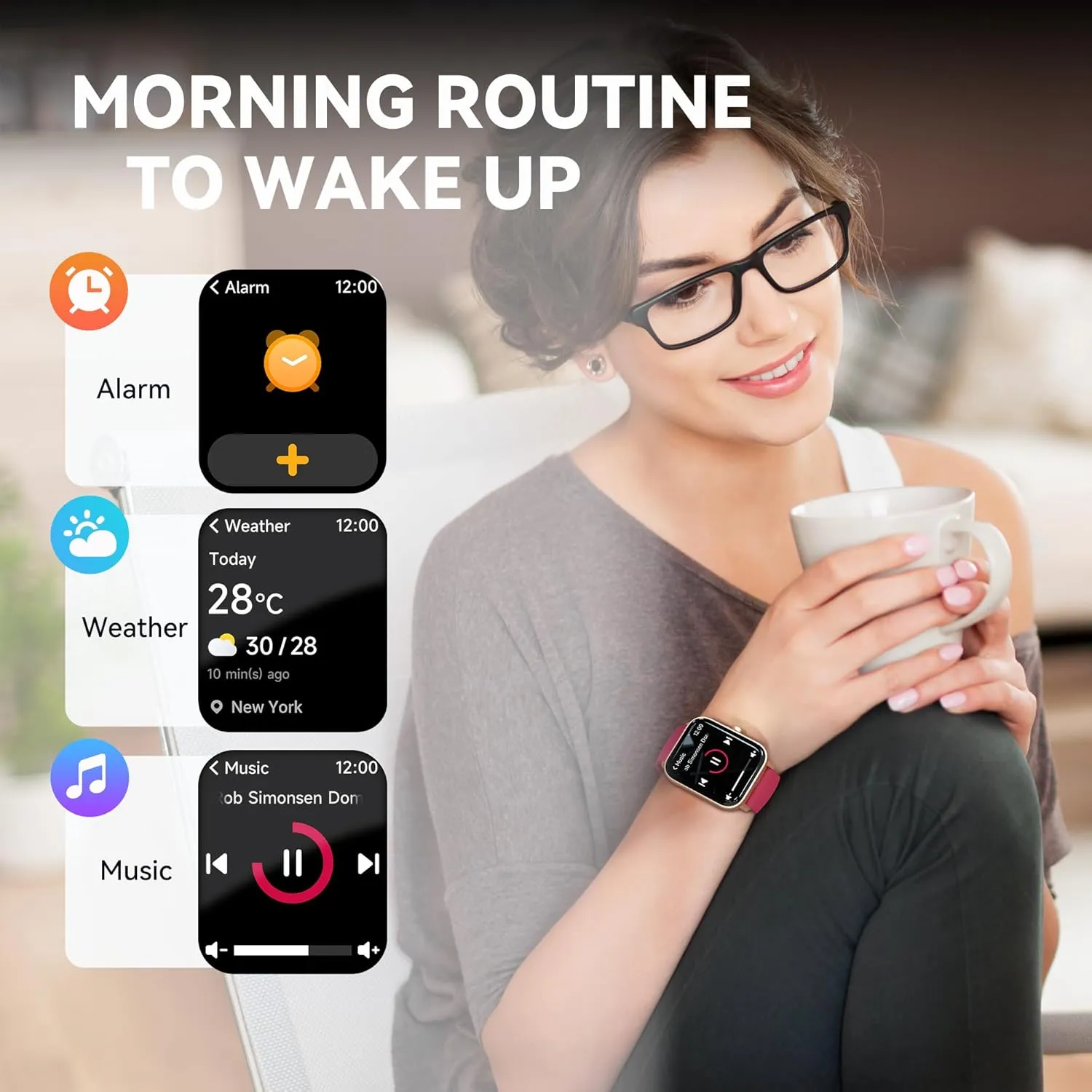 Smart Watch for Women,1.8"Fitness Watch(Answer/Make Call),Alexa Built-in, [24H Heart Rate Sleep Blood Oxygen Monitor],5ATM Waterproof,100 Sports Modes Step Calorie Women Watches for iOS&Android Phones