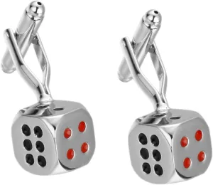 SOIMISS 1pair Silver Dice Cufflinks for Men Metal Tuxedo Shirt Studs for Weddings and Formal Occasions Unique Business Suit Accessories Smooth Surface Classic Design