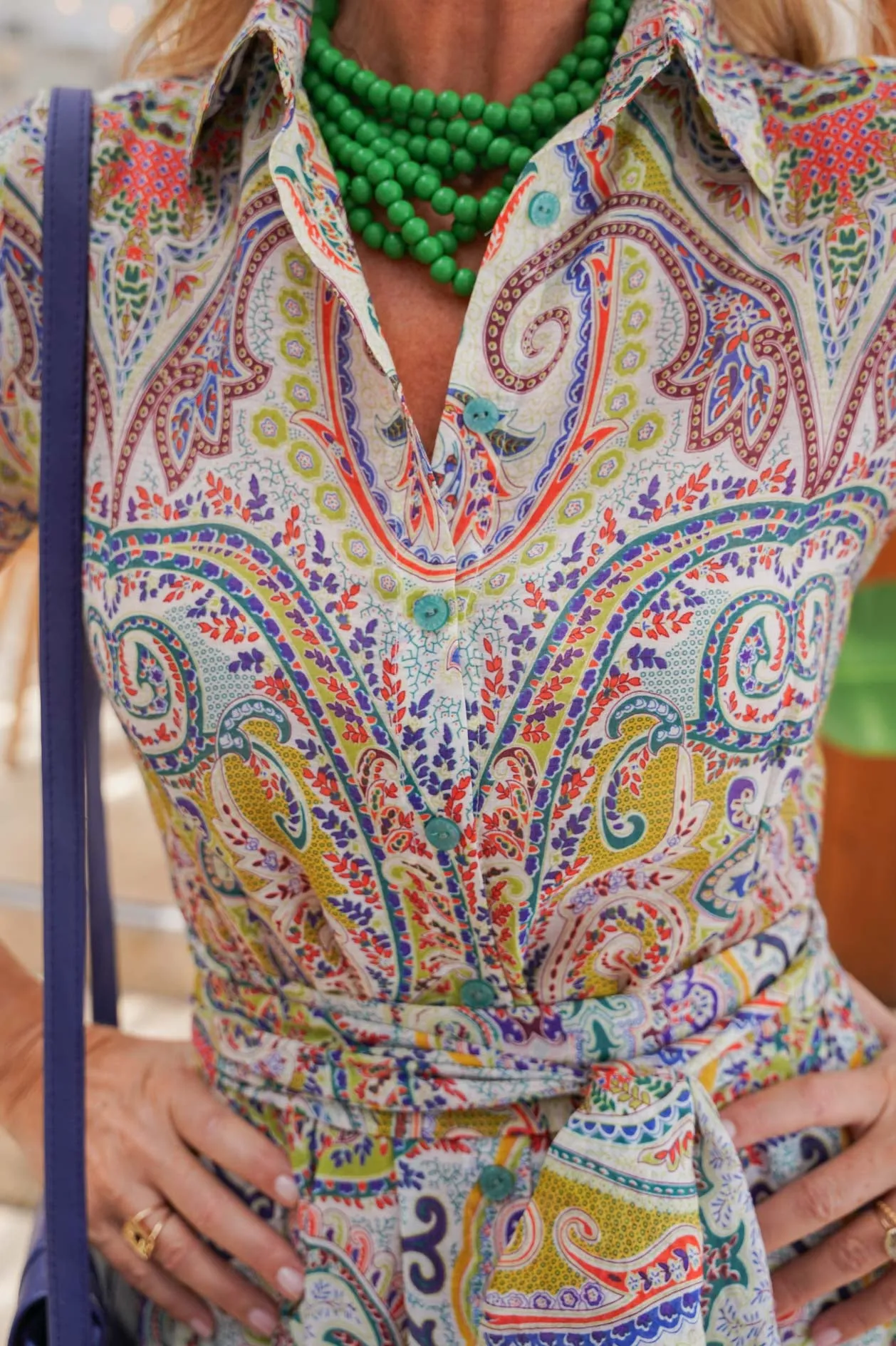 Sorbet Paisley Tiered Shirt Dress