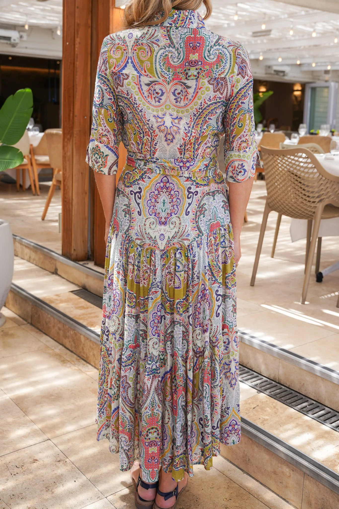 Sorbet Paisley Tiered Shirt Dress