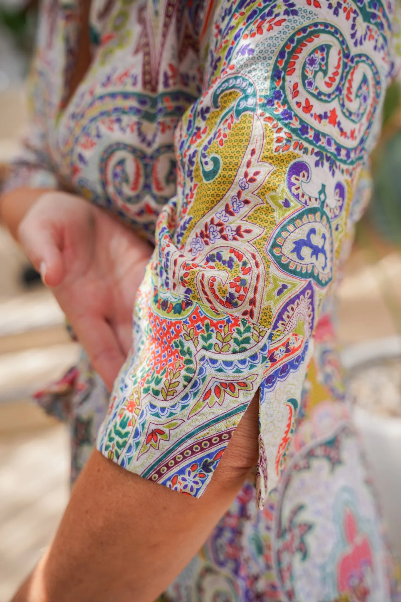 Sorbet Paisley Tiered Shirt Dress