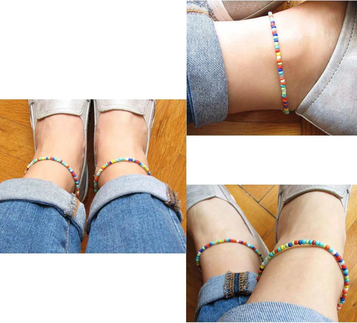 Starain Small Bead Anklets for Women Beach Foot Ankle Bracelet Cute Colorful Boho Beaded Anklets 8 inches