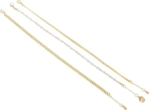 Steve Madden Women's Pearl & Chain Mixed Anklet Set