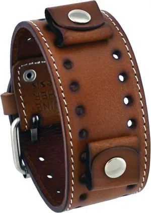 STH-B 22 Lug Width Brown Wide Leather Cuff Wrist Watch Band