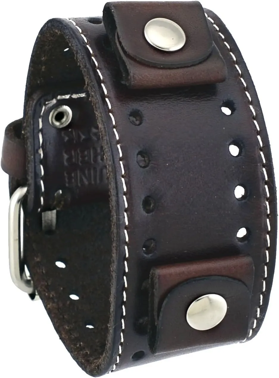 #STH-BB Dark Brown Wide Leather Cuff Wrist Watch Band