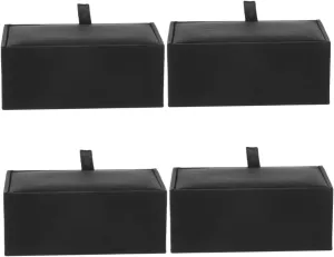 STOBAZA 4pcs Box Leather Jewelry Box Travel Cufflinks Display Case Portable Organizer Cufflinks Storage