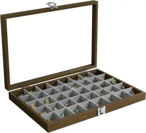 Stratalife Wood Jewelry Organizer Jewelry Tray 40 Grid Jewelry Holder Organizer Jewelry Box Jewelry Tray with Lid Earring Organizer Jewelry Storage Jewelry Trays for Drawers Vintage Style