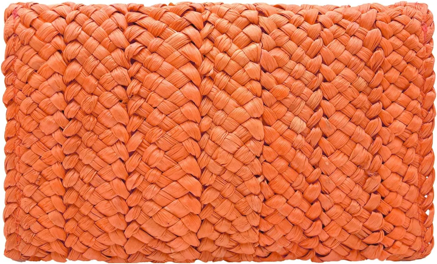 Straw Clutch Purses for Women Woven Straw Beach Handbag Envelope Rattan Clutch for Summer