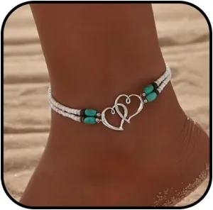 Stretch Beaded Ankle Bracelet for Women Double Hollow Stretch Ankle Bracelet Double Beaded Ankle Bracelet Exquisite Bohemian Beach Ankle Bracelet Summer Wedding Dance Yoga Women Preferred