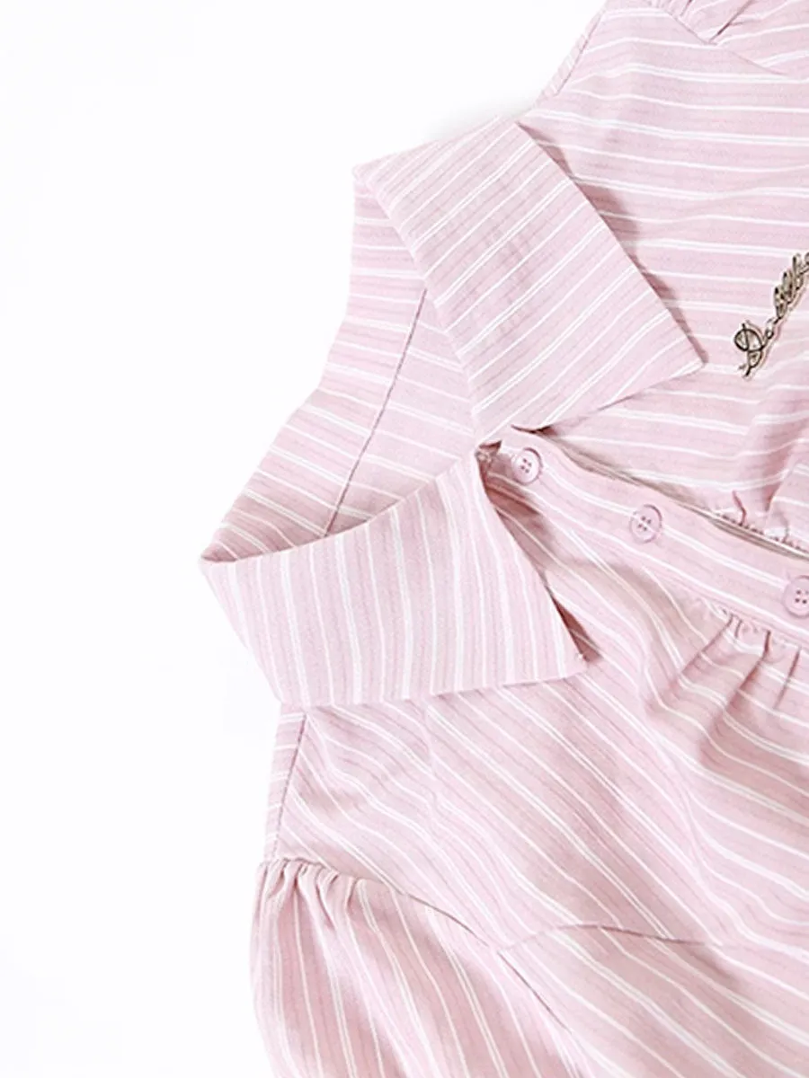 Striped Slim Fit Shirt Crop Top
