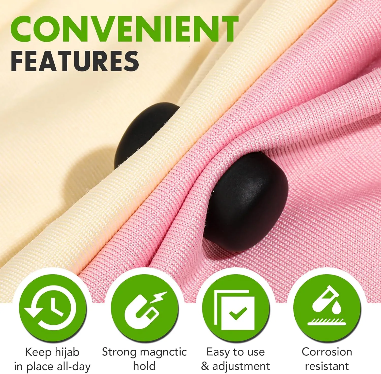 Strong Magnetic Hijab Pins, 4 Pack Powerful Hijab Magnets Multi-Purpose Pinless Hijab Magnetic Pins, Colorful Magnet Pin Scarf Magnetic Pin No-Snag Button Brooch Clasp for Clothing Dress Scarves