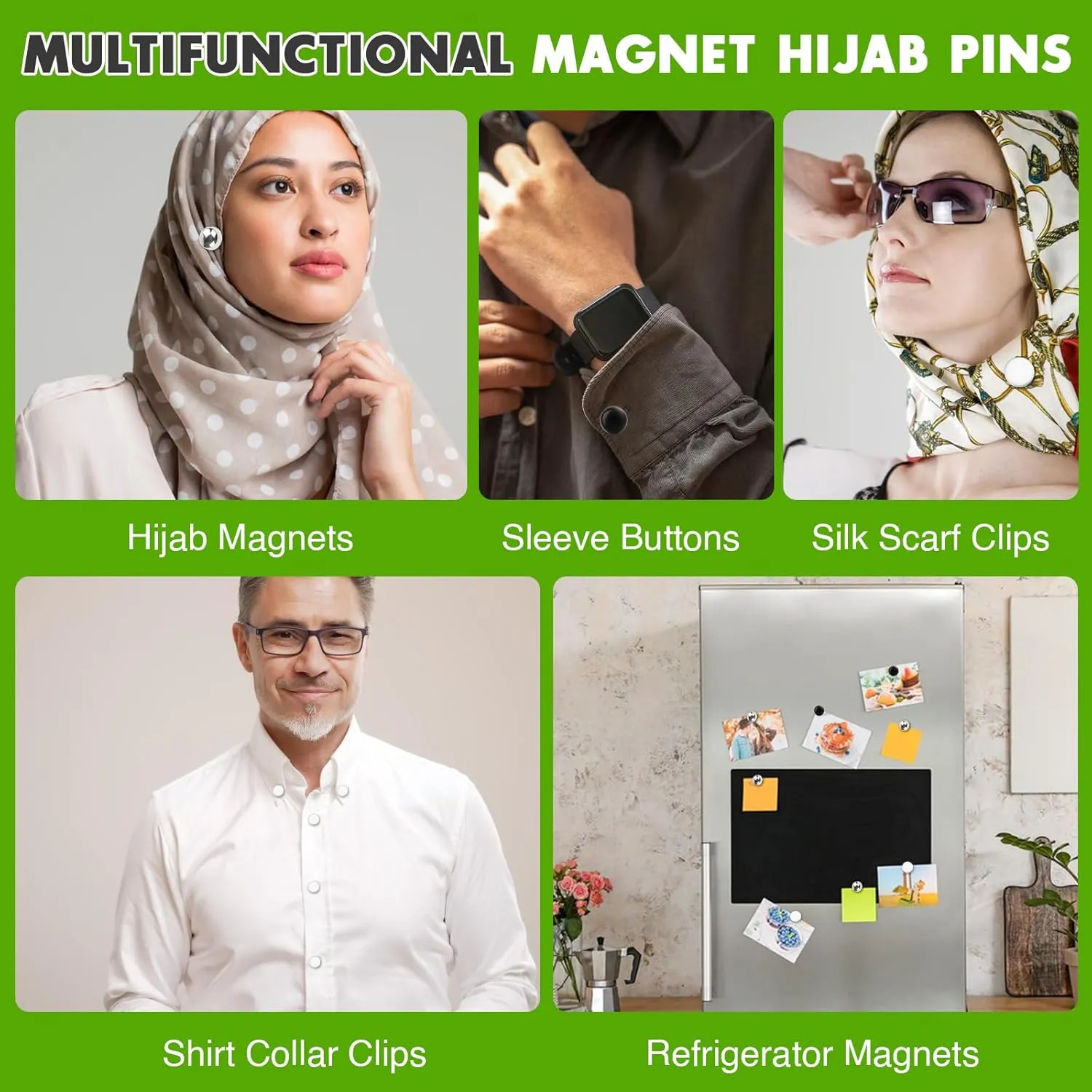 Strong Magnetic Hijab Pins, 4 Pack Powerful Hijab Magnets Multi-Purpose Pinless Hijab Magnetic Pins, Colorful Magnet Pin Scarf Magnetic Pin No-Snag Button Brooch Clasp for Clothing Dress Scarves