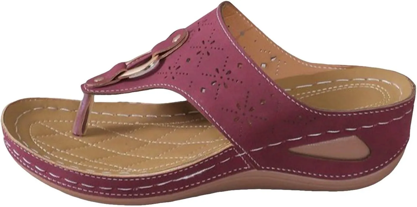 SuanlaTDS Orthopedic Wedge Flip Flops Sandals for Women Summer Dressy Open Toe Platform Arch Support Slippers 2025 Comfortable Slip On Slides Beach Shoes Low Heels Outdoor Walking Sandal