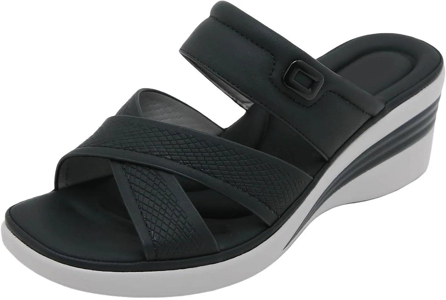 SuanlaTDS Orthopedic Wedge Sandals for Women Comfortable Arch Support Crosscross Open Toe Platform Slip On Slides 2025 Dressy Summer High Heels Wedges Slide Sandal Outdoor Beach Shoes