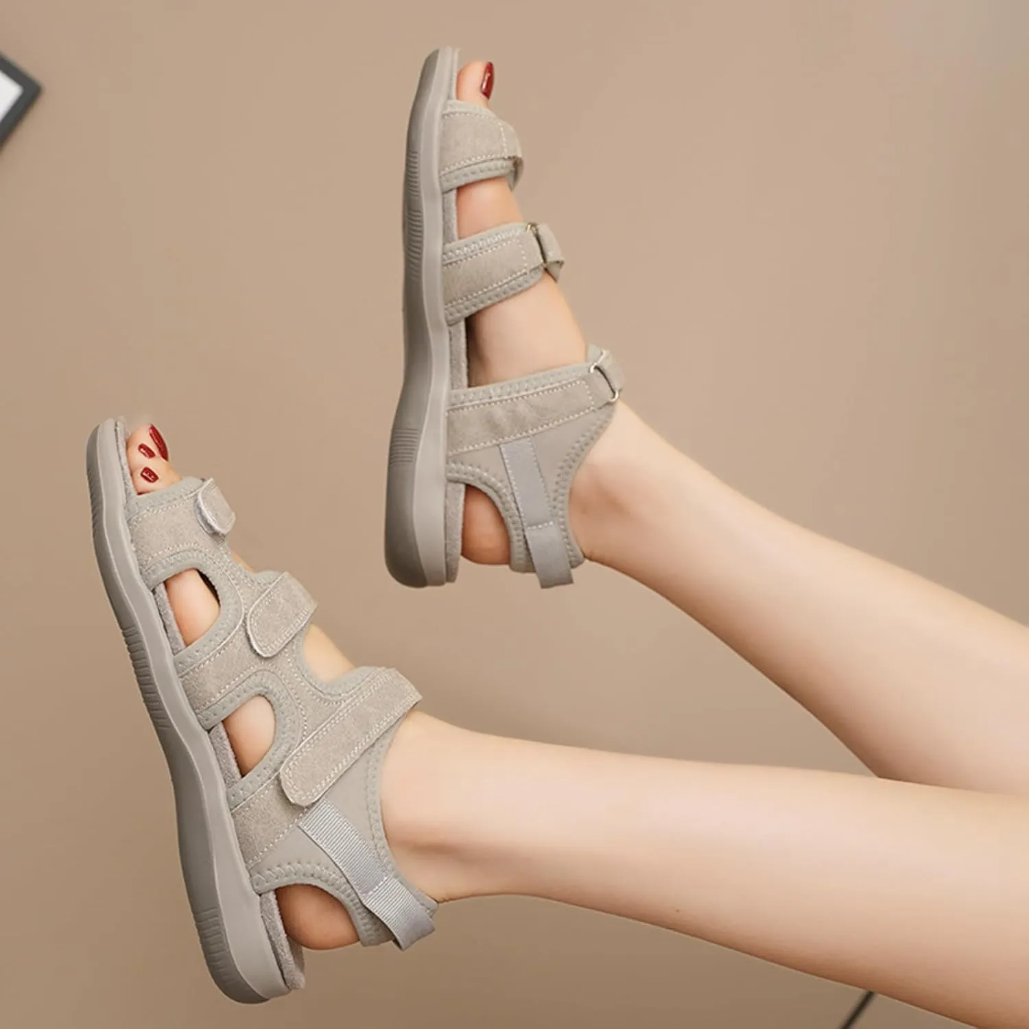 SuanlaTDS Orthopedic Wedge Sandals for Women Summer Dressy Walking Shoes Comfortable Low Heels Platform Arch Support Adjustable Strap Open Toe Thick Sole Sports Hiking Sandal