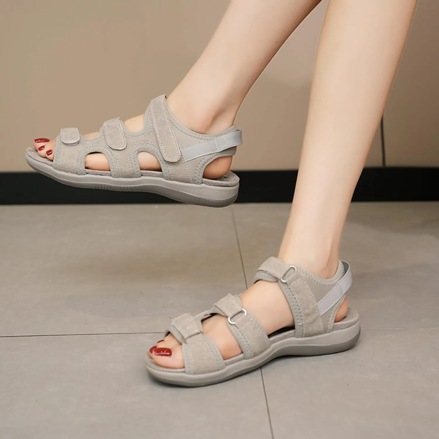 SuanlaTDS Orthopedic Wedge Sandals for Women Summer Dressy Walking Shoes Comfortable Low Heels Platform Arch Support Adjustable Strap Open Toe Thick Sole Sports Hiking Sandal