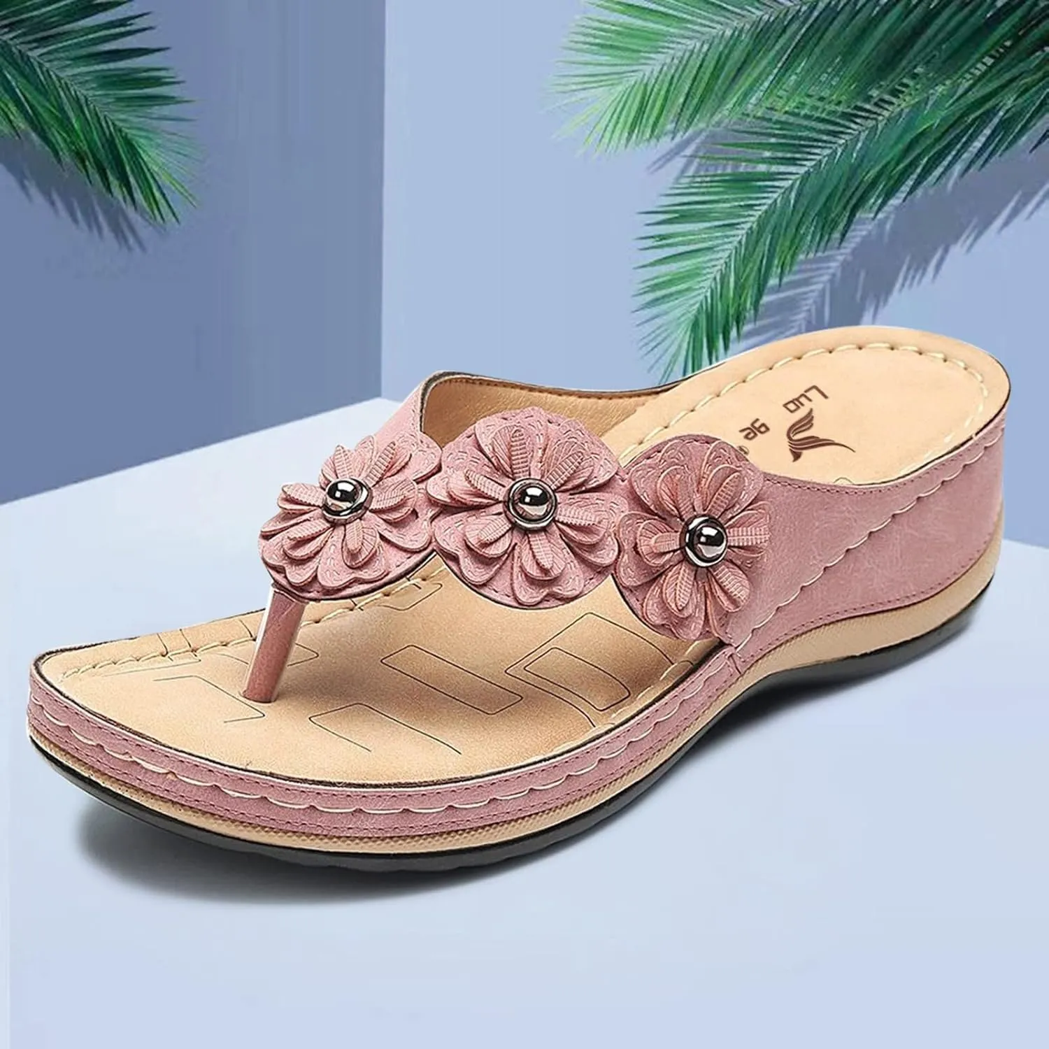 SuanlaTDS Wedge Sandals for Women Comfortable Platform Slip On Arch Support Flip Flops Orthopedic Sandals Beach Shoes Open Toe Athletic Thong Slippers Low Heels Wedges Walking Shoes