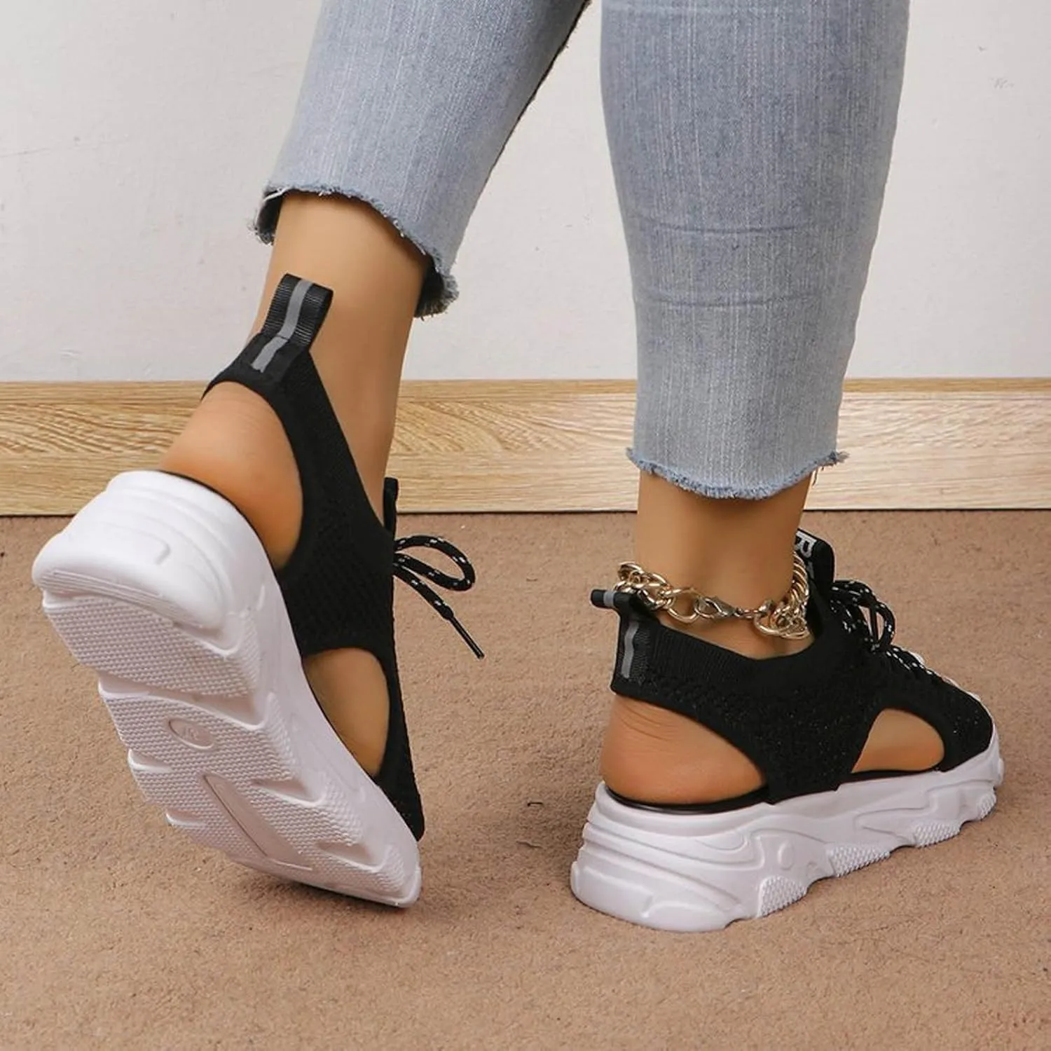 SuanlaTDS Women's Platform Sandals Wedge 2025 Summer Comfortable Casual Dressy Orthopedic Lace Up Open Toe Arch Support Low Wedges Beach Outdoor Walking Shoes Thick Sole Wedges Sandal
