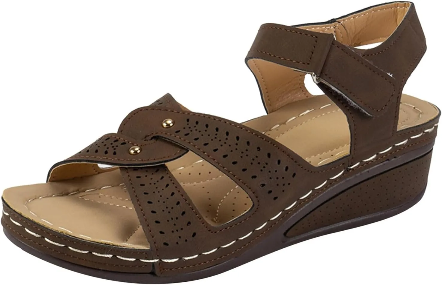 SuanlaTDS Women's Wedge Orthopedic Sandals with Arch Support 2025 Dressy Summer Platform Hook Loop Ankle Strap Crisscross Open Toe Comfortable Outdoor Walking Shoes Beach Sandal