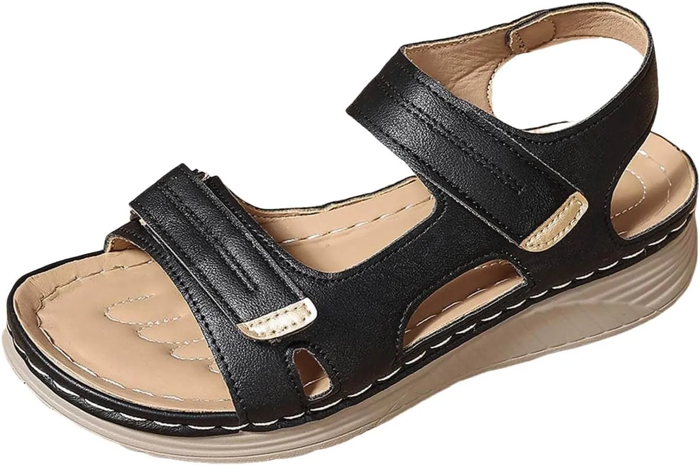 SuanlaTDS Women's Wedge Sandals 2025 Orthopedic Arch Support Comfortable Open Toe Platform Casual Dressy Summer Adjustable Ankle Strap Outdoor Walking Beach Shoes Low Heels Wedges Sandal