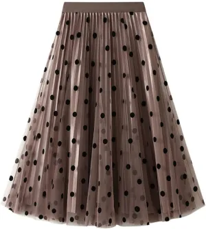 Summer Fashion Women Mesh Tulle Skirts Fashion Midi Pleated Skirt