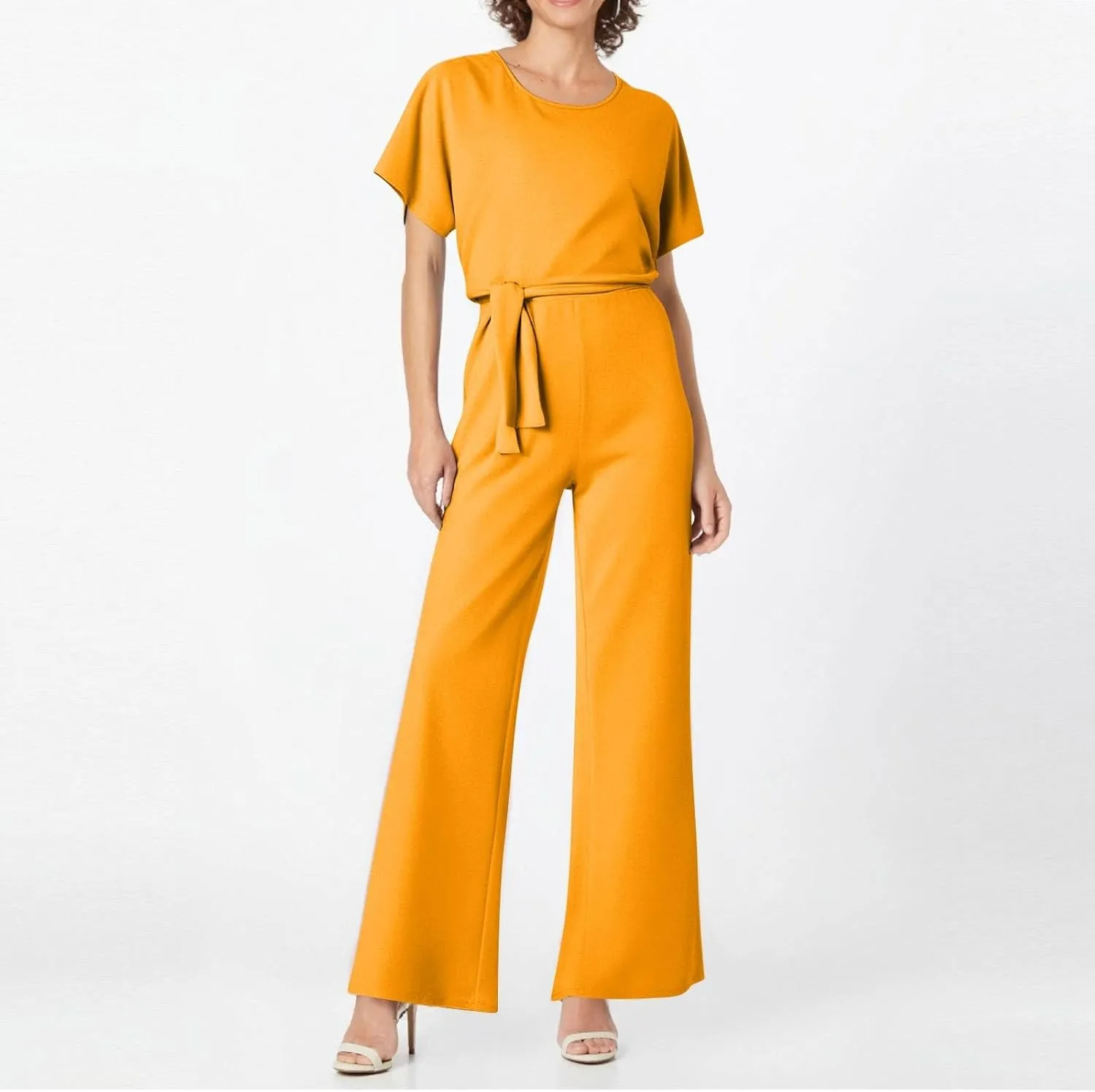 Summer Jumpsuits for Women Loose Short Sleeve Belted Wide Leg Pant Romper 2025 Casual One Piece Overalls Outfits