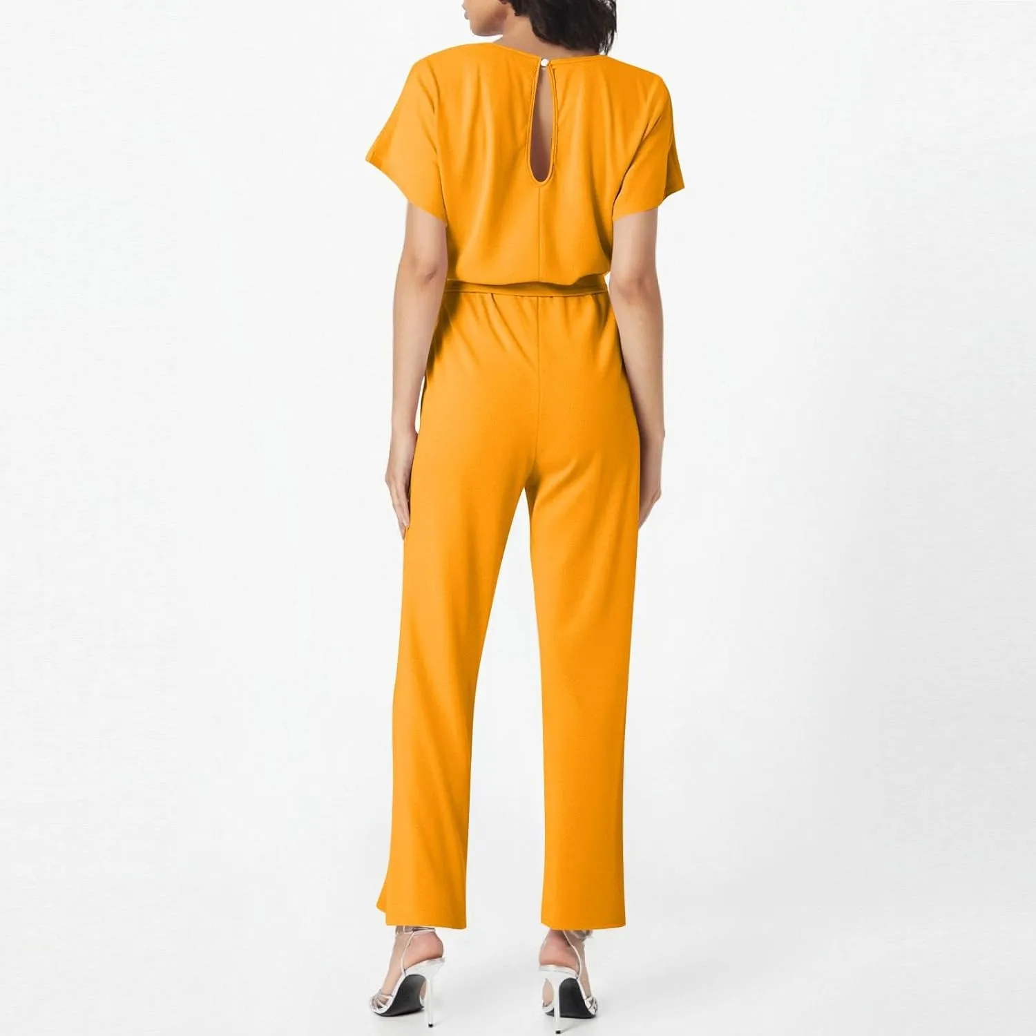 Summer Jumpsuits for Women Loose Short Sleeve Belted Wide Leg Pant Romper 2025 Casual One Piece Overalls Outfits