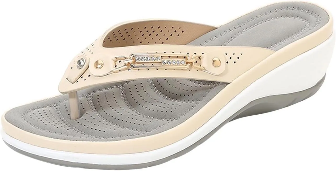 Summer Sandals for Women 2025 Wide Width Platform Flip Flops Orthopedic Wedges Sandals with Arch Support for Beach