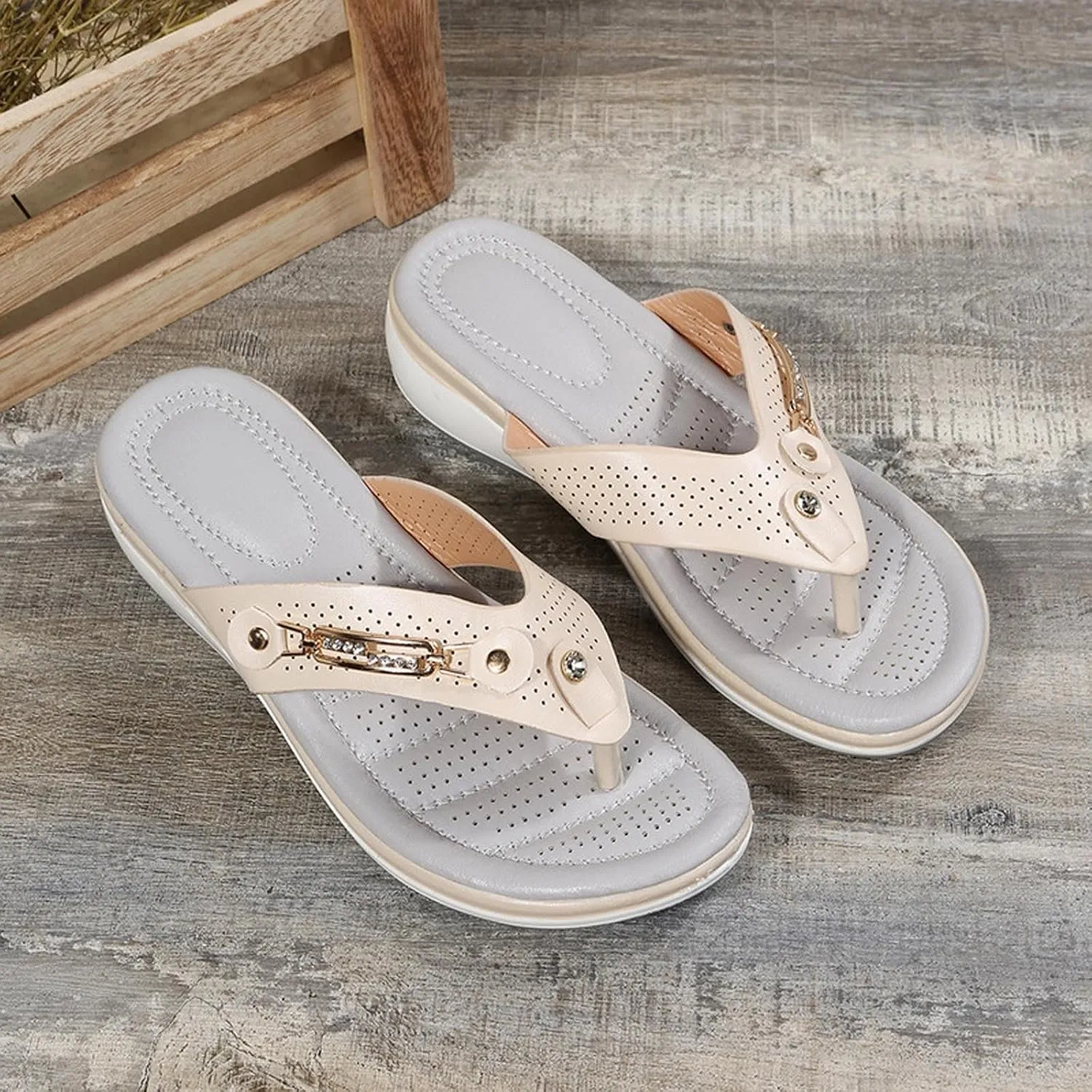 Summer Sandals for Women 2025 Wide Width Platform Flip Flops Orthopedic Wedges Sandals with Arch Support for Beach