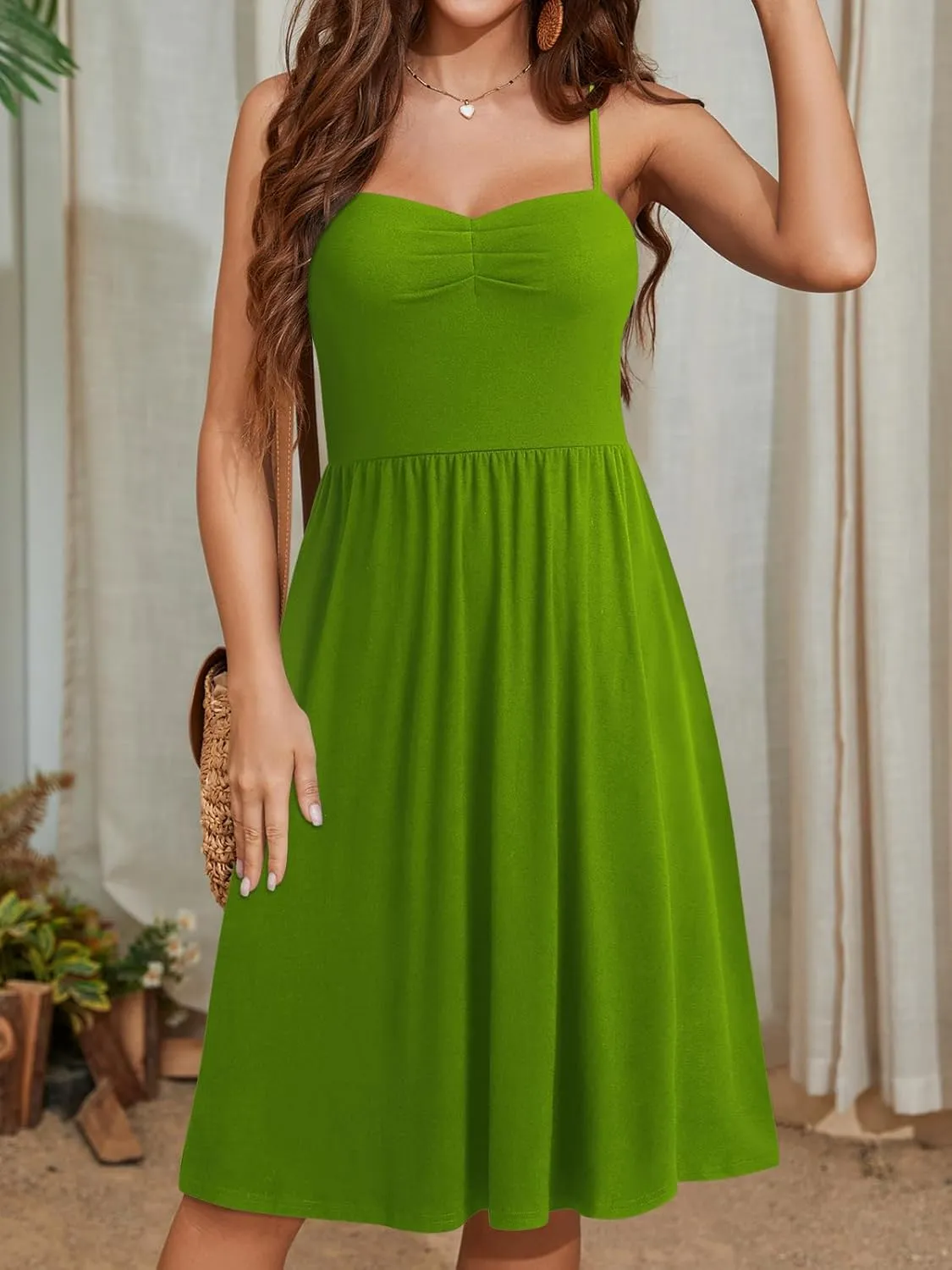 Sundresses for Women 2025 with Pockets Sleeveless Spaghetti Strap Aline Summer Dresses