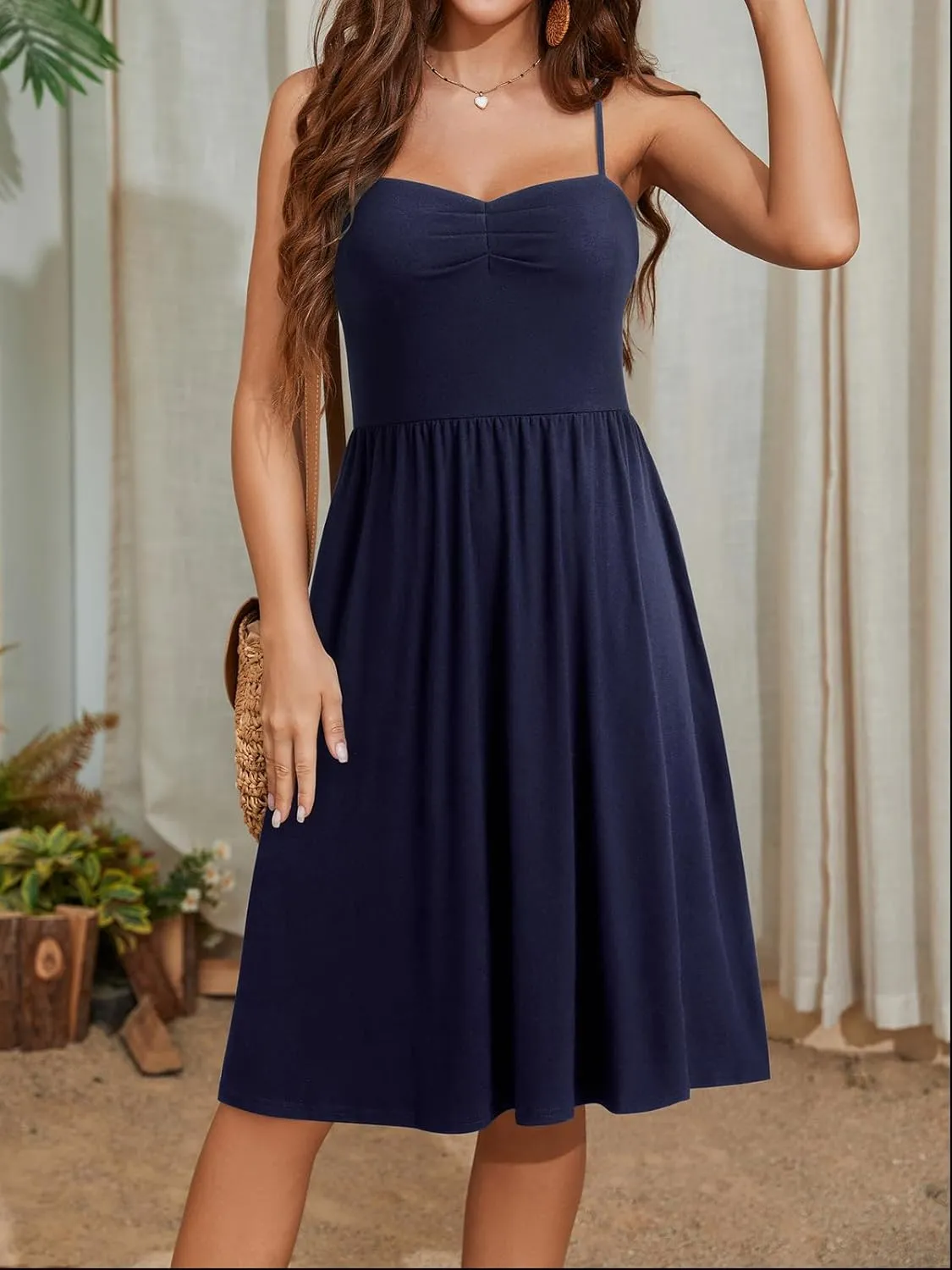Sundresses for Women 2025 with Pockets Sleeveless Spaghetti Strap Aline Summer Dresses