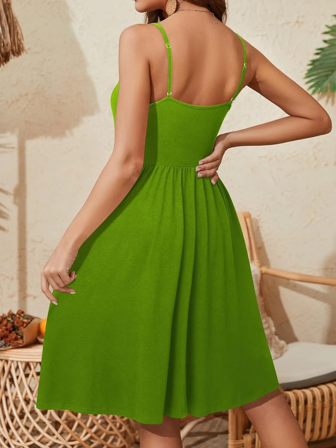 Sundresses for Women 2025 with Pockets Sleeveless Spaghetti Strap Aline Summer Dresses