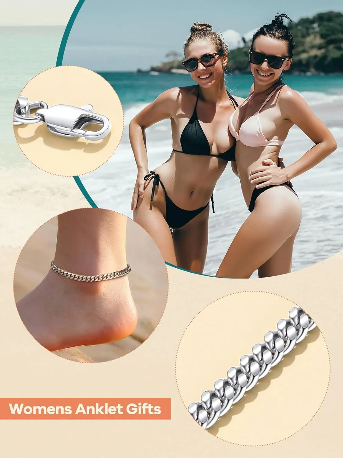 Supcare Stainless Steel Anklets Custom Ankle Chain (with Gift Package)