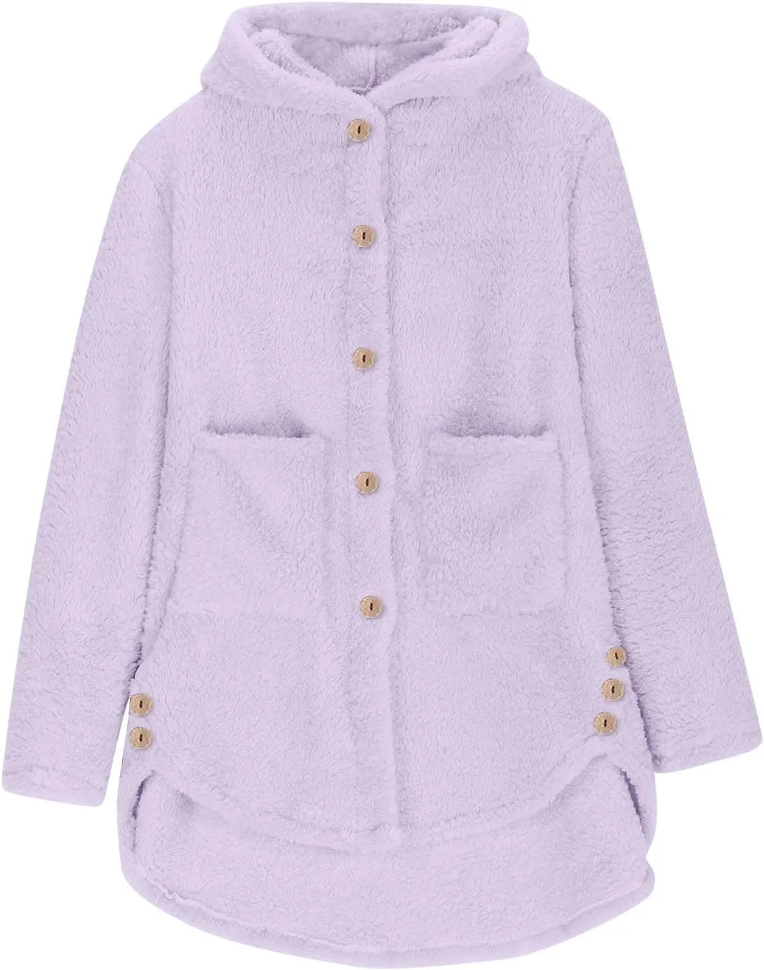 TANGNADE Dressy Winter Jackets for Women 2024 Trendy Plus Size Button Plush Hooded Loose Cardigan Wool Coat Winter Jacket