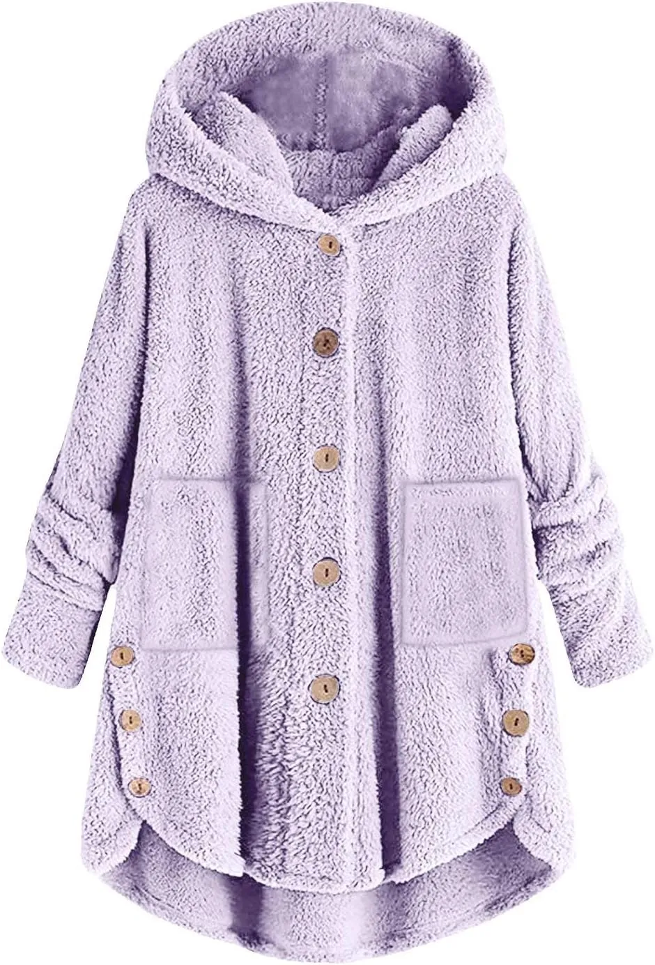 TANGNADE Dressy Winter Jackets for Women 2024 Trendy Plus Size Button Plush Hooded Loose Cardigan Wool Coat Winter Jacket