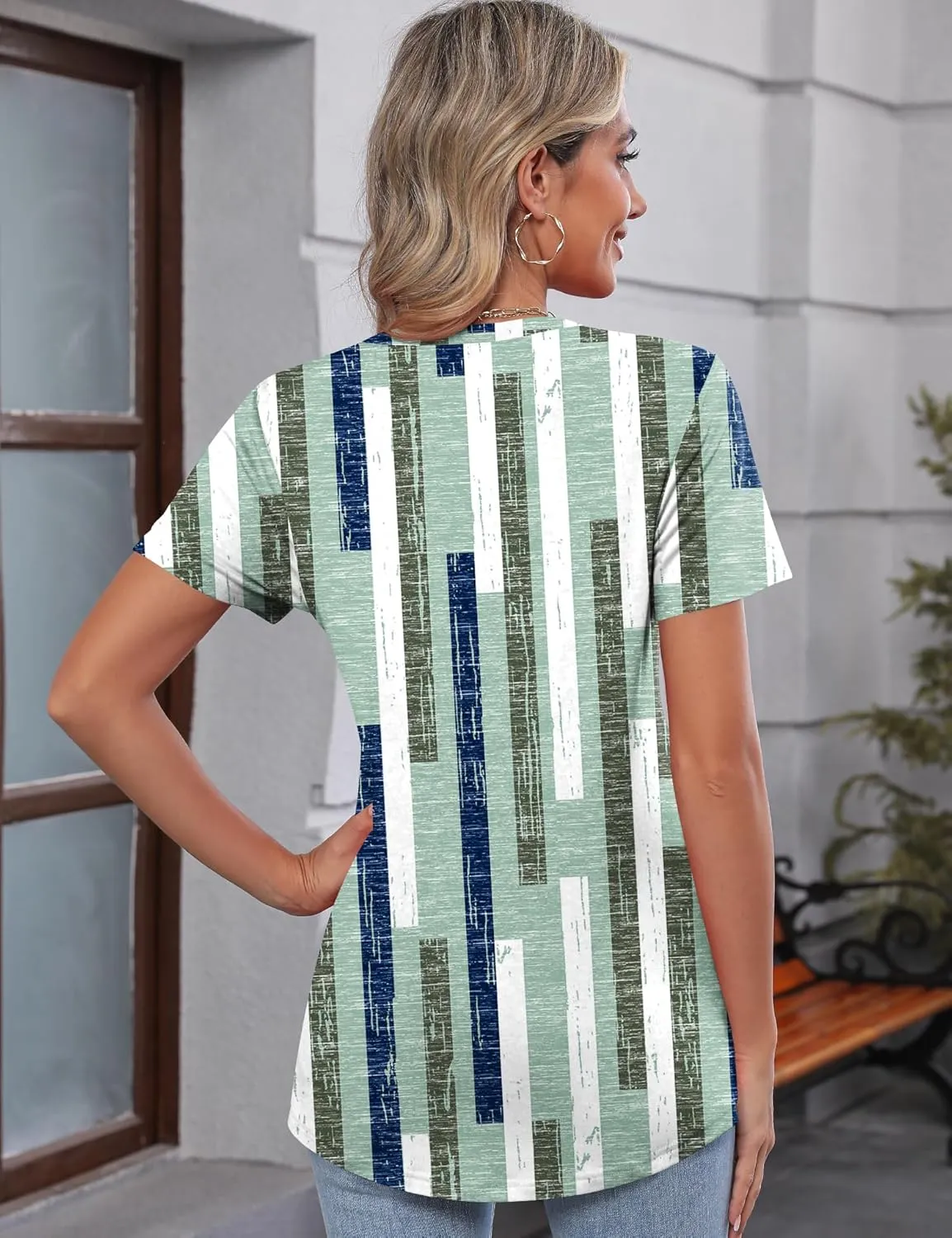 TCOT Women's Tops Summer Short Sleeve Crew Neck Shirts Dressy Casual Blouses for Women S-3XL