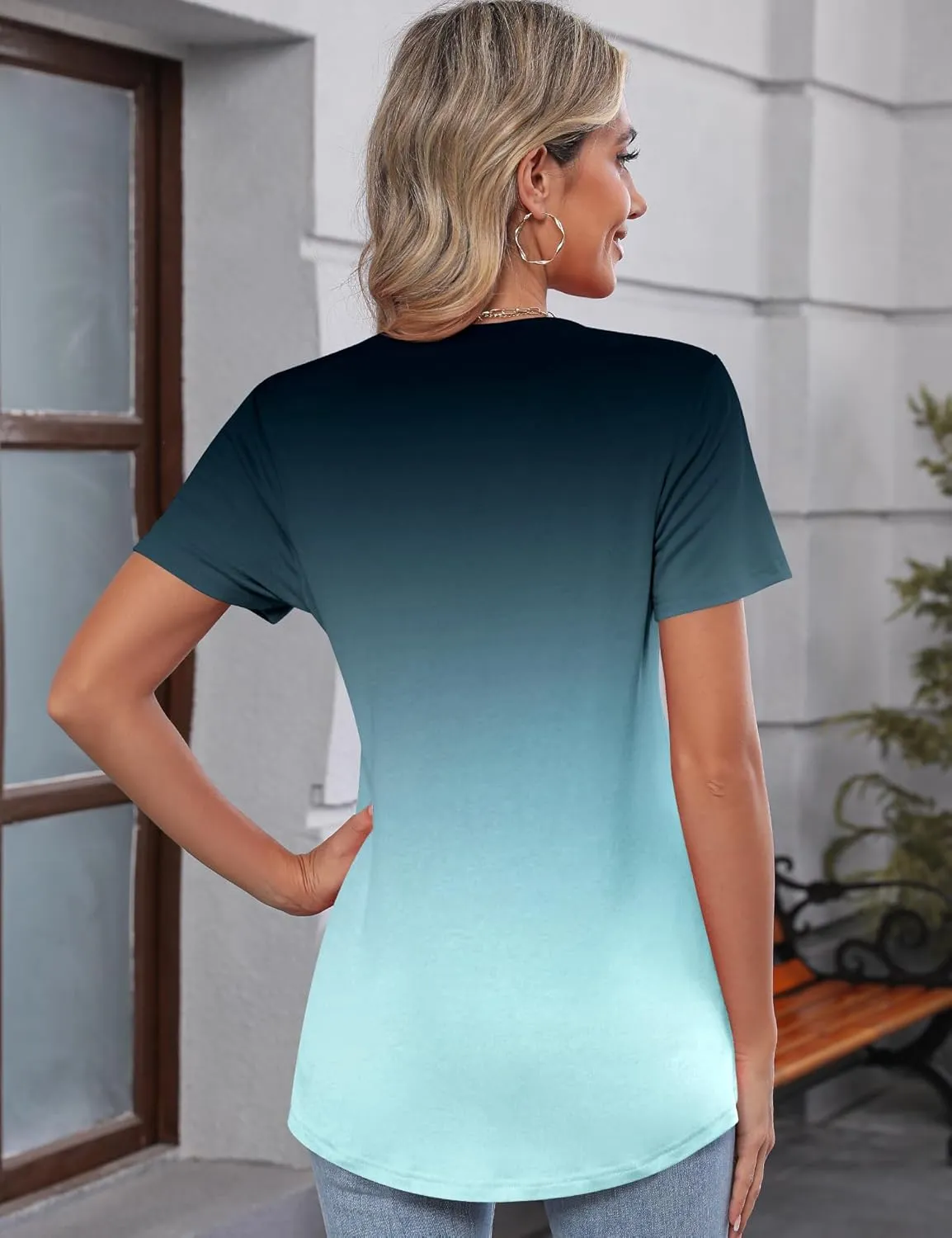 TCOT Women's Tops Summer Short Sleeve Crew Neck Shirts Dressy Casual Blouses for Women S-3XL