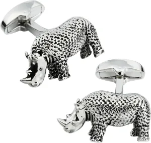 Textured Rhino Cufflinks For Men With Gift Box