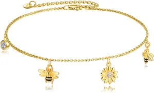 TIGER RIDER Sterling Silver Bee/Coconut tree/Mushroom Anklets for Women Anklets Gift