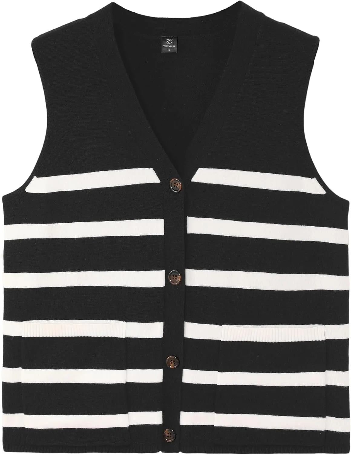 Totatuit Women's Sweater Vests Striped Lightweight Knit Tank Top Trendy Sweater Vest for Women with Pockets