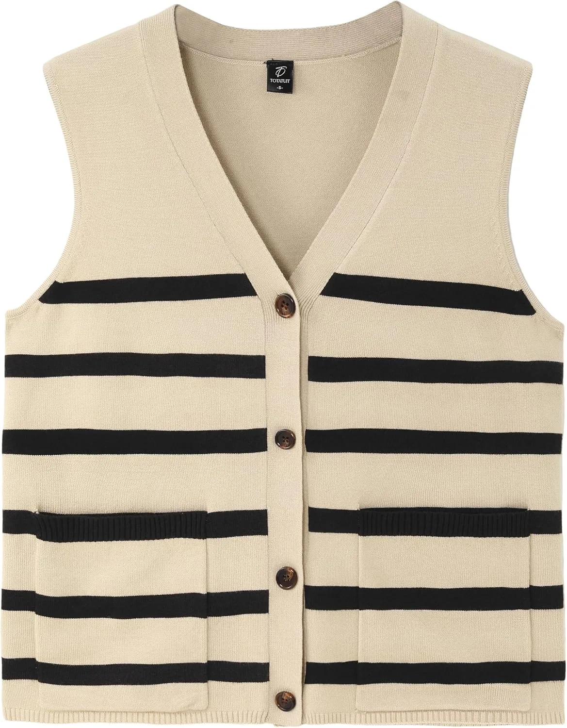 Totatuit Women's Sweater Vests Striped Lightweight Knit Tank Top Trendy Sweater Vest for Women with Pockets