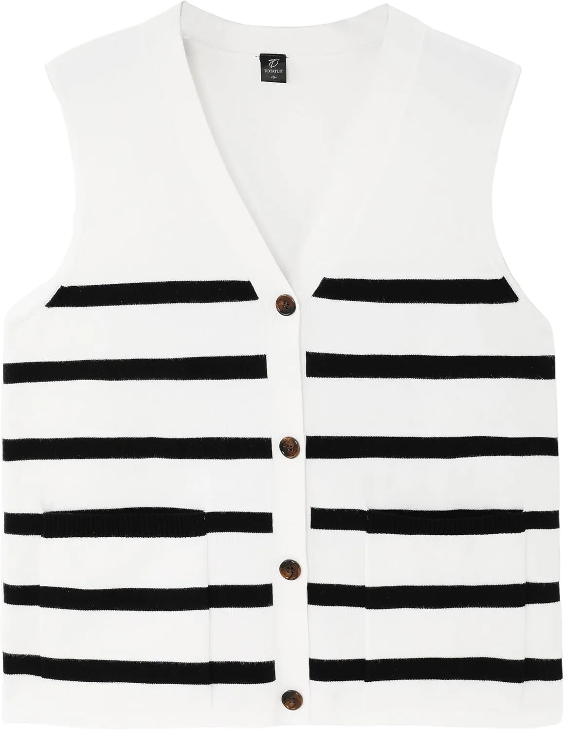 Totatuit Women's Sweater Vests Striped Lightweight Knit Tank Top Trendy Sweater Vest for Women with Pockets