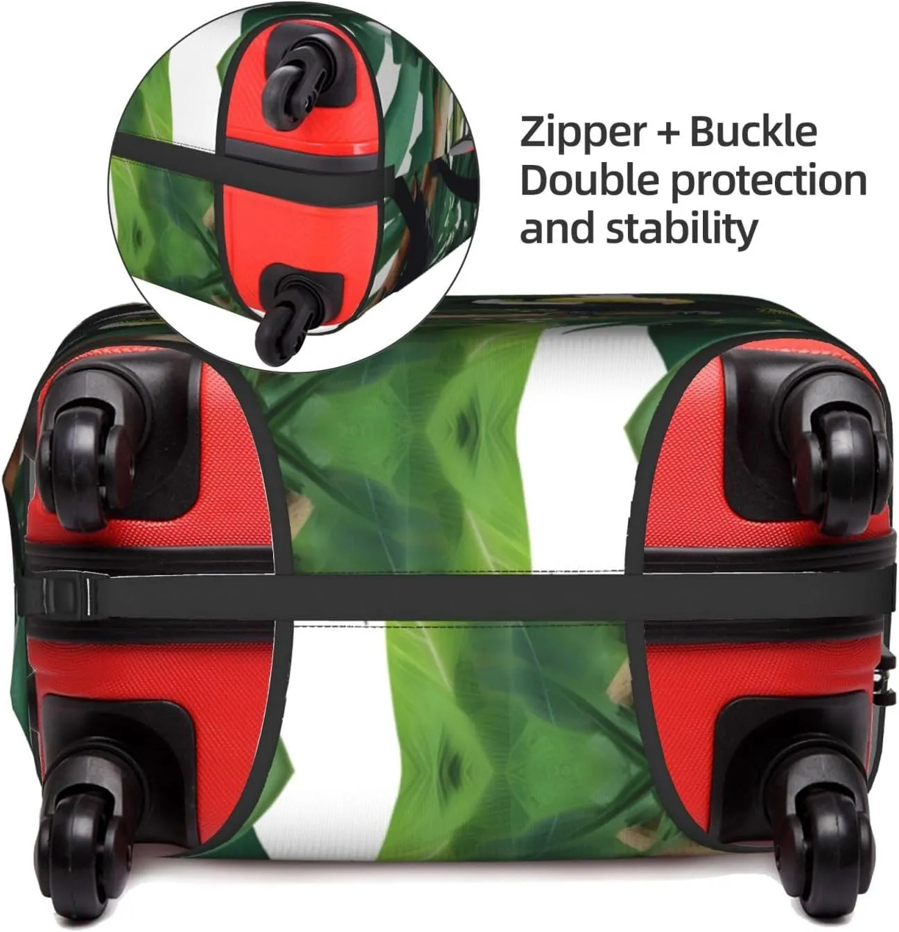 Toucans Parrot palm tree leaves Print Practical Elastic Washable Travel Luggage Cover with Concealed Zipper for Suitcases